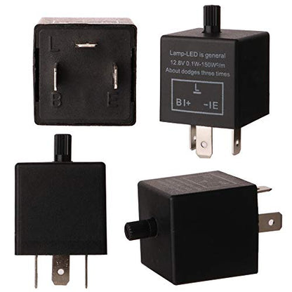 Gebildet 2 pieces 12V 3 Pin Electronic LED Flasher Relay 0.1W-150W c/m Motorcycle Turn Signal Adjustable Flasher CF-13KT, comes with 6pcs Terminals - color: Black-13KT