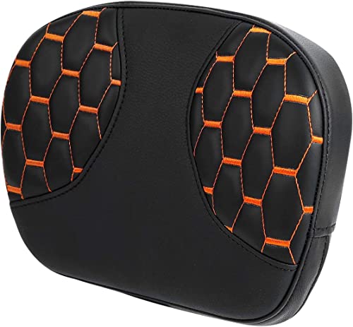 C.C. RIDER Sissy Bar Passenger Backrest Pad For Harley Touring Softail CVO Road Glide Street Glide Road King Electra Glide Softail Street Bob - color: Sissy Bar-Orange Stitching