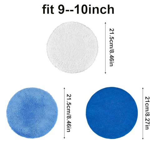 6 Pcs Buffer Pads Buffing Pads Car Polishing Pad for 9 to 10 Inches Car Polisher, 2pcs Wool, 2pcs Coral Fleece, 2 pcs Microfiber Wax Applicator Pad