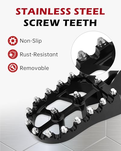 CNC Foot Pegs Alumiunm Dirt Bike Footpegs Compatible with Honda CR125 CR250 CRF150R CRF250R CRF450R CRF250RX CRF450RX CRF450X CRF300L CRF250L CRF250M SSR450 CRF450RL - color: Black, size: CR125/250, CRF150R/250L/250R/250X/450R/450X/1000L