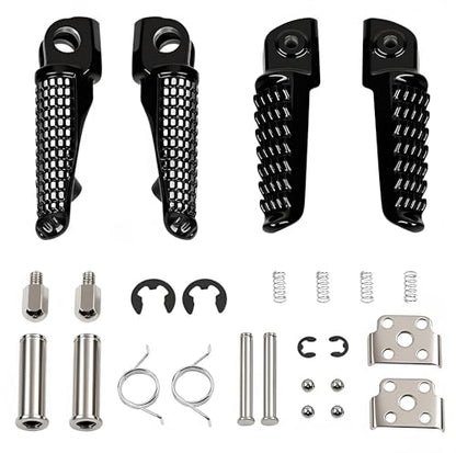 Motorcycle Footpeg Front and Rear Footrest Foot Pegs Fits for Kawasaki ZX6R 2003-2011, Z750 Z1000 2007-2012, ZX14 2006-2013, ZZR1200 2000-2006, ZX-10R 2004-2012, ZX-9R 1998-2003 (black) - color: Black#F+R