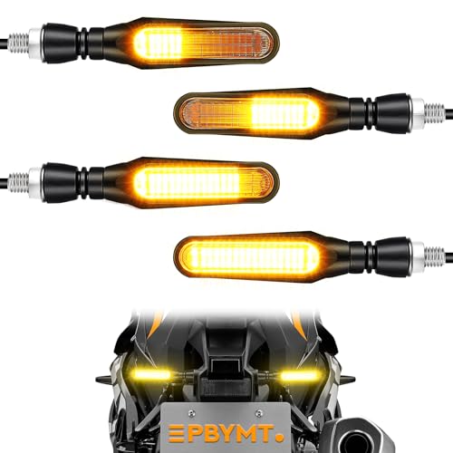 PBYMT Flowing LED Motorcycle Turn Signals 12V Super Bright Universal Sequential Front Rear Turn Signal Lights Waterproof IP67 fit for Harley Honda Yamaha Triumph (2 PCS)