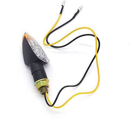 Mini Stalk Arrow Light Motorcycle Turn Signals Lights 10mm Universal Motorbike LED Indicator Blinker Amber Lamp(2 pcs) - color: Black-White