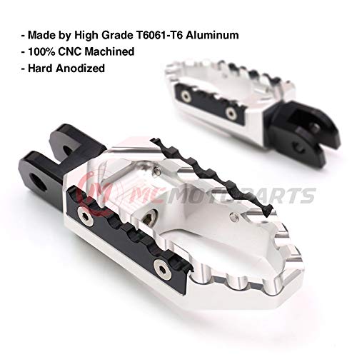 MC MOTOPARTS Silver Front Wide CNC Touring Foot Pegs Compatible with MT-07 MT-09 Tracer 13-18 YZF R3 15-18 MT-10 16-19 - color: Silver, size: No Extension