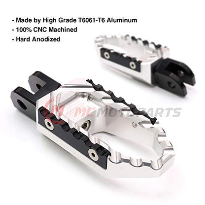 MC MOTOPARTS Silver Front Wide CNC Touring Foot Pegs Compatible with MT-07 MT-09 Tracer 13-18 YZF R3 15-18 MT-10 16-19 - color: Silver, size: No Extension