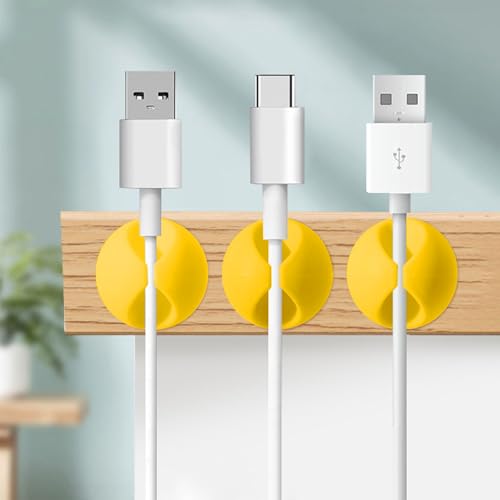 6 PCS Cable Clip Cord Organizer Single Slot Wire Holder for USB Charging Management Clips for Office Home Use (Yellow) - color: Yellow 6