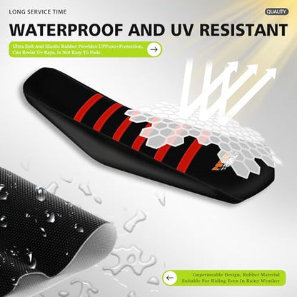 Ribbed Electric Bike Seat Cover Compatible with Tutti Soleil 01 - Non-Slip Waterproof Rubber Seat Cushion Protector (Red) - color: Red