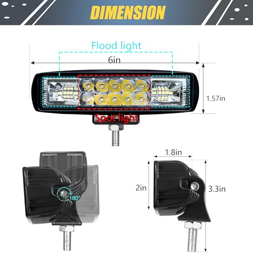 2PC Super Bright Led Boat Lights- Waterproof High/Low Beam Spot Flood Combo Light Bar for Boats, Trucks, Off-Road, Cars, Motorcycles 30W/2400LM Marine Deck Dock Light,Fog Lamp for Night Fishing Kayak - size: 2PCS