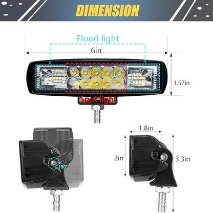 2PC Super Bright Led Boat Lights- Waterproof High/Low Beam Spot Flood Combo Light Bar for Boats, Trucks, Off-Road, Cars, Motorcycles 30W/2400LM Marine Deck Dock Light,Fog Lamp for Night Fishing Kayak - size: 2PCS