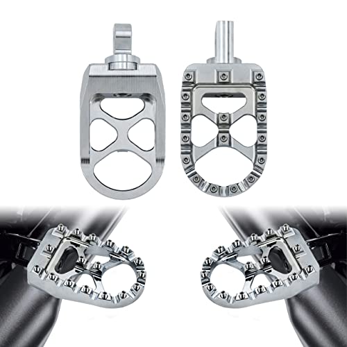 Motorcycle CNC Wide Foot Pegs 360° Roating MX Chopper Bobber Style Fit for harley Dyna Softail Fatboy Sportster Iron 883 1200 Chrome - color: Chrome with Circular Spikes