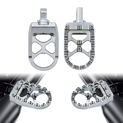 Motorcycle CNC Wide Foot Pegs 360° Roating MX Chopper Bobber Style Fit for harley Dyna Softail Fatboy Sportster Iron 883 1200 Chrome - color: Chrome with Circular Spikes