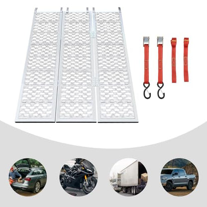 Loading Truck Ramps, Heavy Duty Motorcycle Ramps, Folding Ramps,1500 lbs Aluminum Alloy Loading Ramp,Trailers Ramp with Load Straps, for ATV/Motorcycles/Trucks,Silver (77" Lx54 W/Style A)
