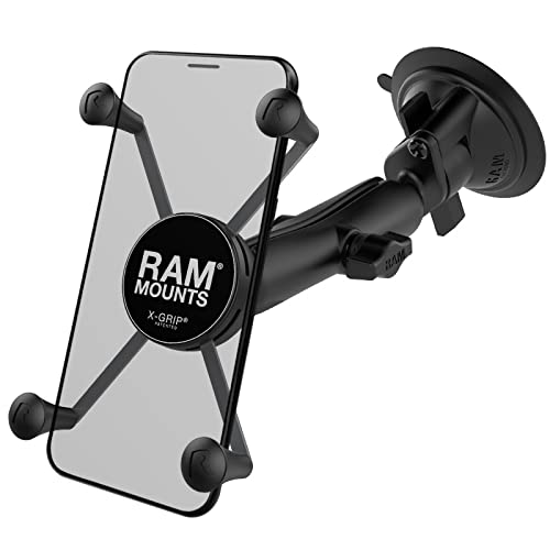 RAM MOUNTS X-Grip Large Windshield Phone Mount – Twist-Lock Suction Cup with Long Arm (RAM-B-166-C-UN10U) - style: Long Arm