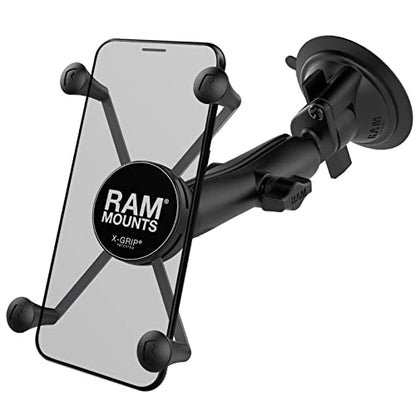 RAM MOUNTS X-Grip Large Windshield Phone Mount – Twist-Lock Suction Cup with Long Arm (RAM-B-166-C-UN10U) - style: Long Arm