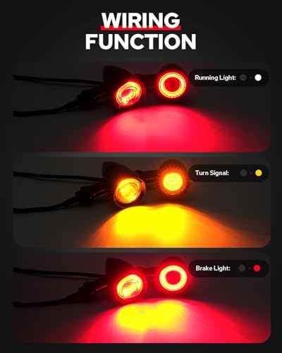 Benlari Motorcycle Bullet 48 LEDs Rear Turn Signal Light SMD Blinker Indicator Fit for Honda Yamaha Suzuki Kawasaki Harley (Black,Rear Turn Light) (Black/Red and Amber Light) - color: Black/Red and Amber