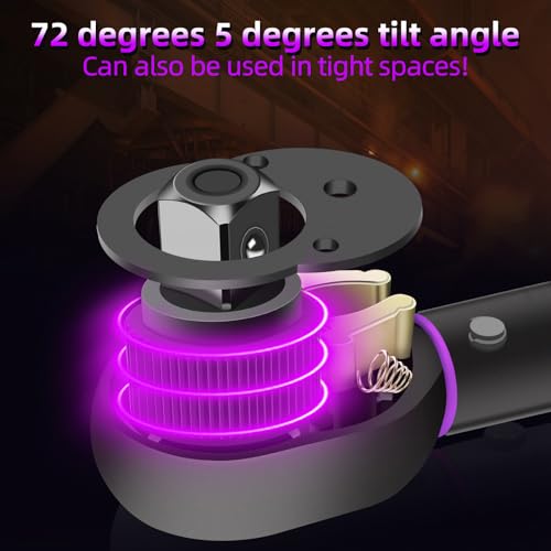 1/2" Inch Drive Click Torque Wrench 10-170 FT-LB/13.6-230.5N.M, ±3% Accuracy, Dual-Direction Click Professional Torque Wrench, Dual Range Scales Graduated in FT.LB and N.M, Purple - size: 1/2" 10-170 FT.LB(Purple)