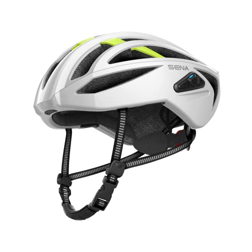 Sena R2 / R2 EVO / (Alexa Built-in) only R2X, Smart Bluetooth and Mesh Intercom Communications Road Cycling Helmet - color: Matte White, size: Medium, style: R2 EVO Mesh Intercom