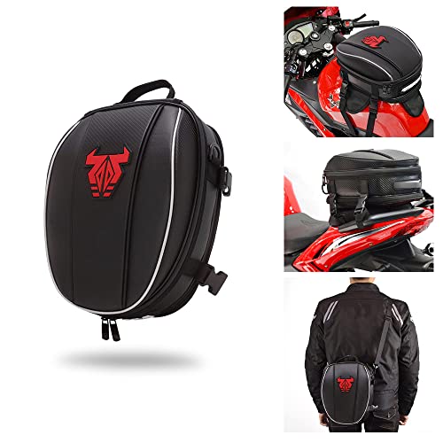 JFG RACING Motorcycle Bag,12L Dual Universal Motorcycle Tail Bag Seat Bag Backpack Saddlebag Luggage-Red
