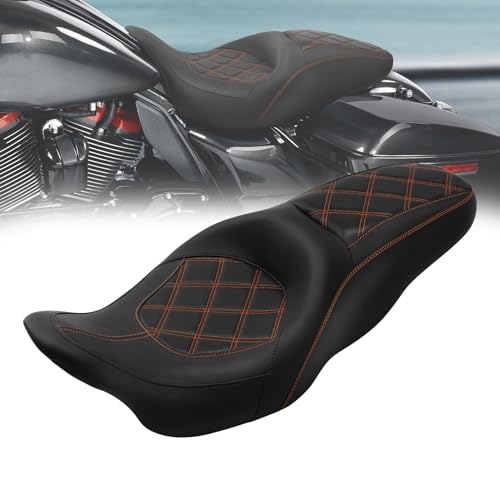 C.C. RIDER Motorcycle Seat Driver Passenger Seat Fit For Harley Touring Road Glide Street Glide Electra Glide Road King 2009-2023 - color: 10# Brown