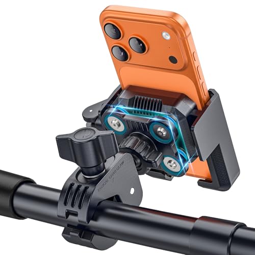 New Anti-Vibration Bike Phone Holder, Shockproof Motorcycle Phone Mount with Secure Lock, Camera FriendlyHandlebar Phone Holder for E-Bike, Electric Scooter, Bicycle, Fits 4.7-7 Inch Phones