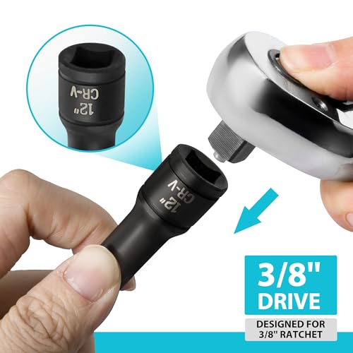 DURATECH 14mm Swivel Magnetic Spark Plug Socket, 1MM Thin Wall Spark Plugs Socket with 12-Point, Enhanced Magnetic Head & Manganese Phosphate Coating, 3/8" Drive x 12" Total Length, Cr-V Steel Made - size: 9/16" x 3/8" x 12"