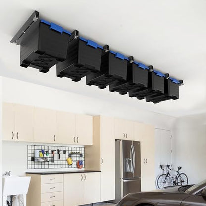 EVERHANGER Ceiling Storage Rack, Heavy Duty Overhead Storage Rack for Garage, Adjustable Ceiling Bin Storage System, 7 Sets for 6 Bins, 16 Inch - style: For 6 Bins