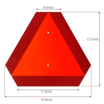 Nicunom 2 Pack Slow Moving Vehicle Sign, Aluminum Slow Moving Vehicle Triangle Signs, 14"x16" 60-mil SMV Safety Sign, Engineering Grade Reflective Up to 7 Years Outdoor for Golf Cart, Tractor, UTV