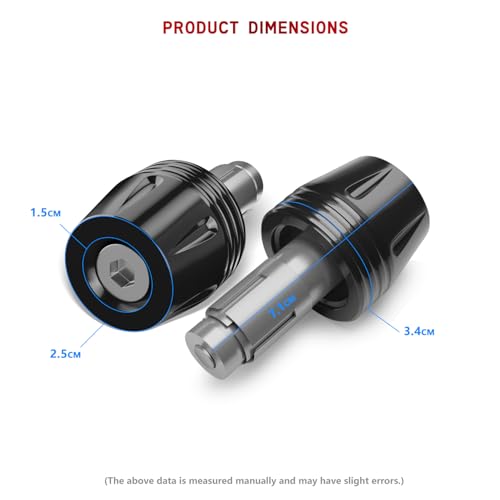 Motorcycle Bar Ends Plug, CNC Aluminum 16-22mm Handlebar Bar End Plugs Fit For Kawasaki Yamaha Honda Suzuki Aprilia Ducati And Motorcycles With Handlebar Inner Diameter Of 16-22mm (Black) - color: Black