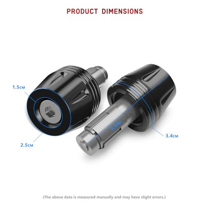 Motorcycle Bar Ends Plug, CNC Aluminum 16-22mm Handlebar Bar End Plugs Fit For Kawasaki Yamaha Honda Suzuki Aprilia Ducati And Motorcycles With Handlebar Inner Diameter Of 16-22mm (Black) - color: Black