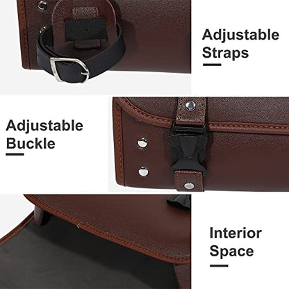 X AUTOHAUX Motorcycle Tool Bag Handlebar Bags Cycling Luggage Bag Waterproof PU Leather Square Brown 11.81"x5.12''