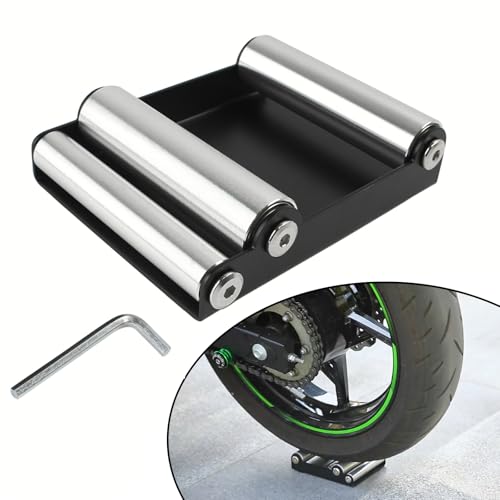 Motorcycle Wheel Cleaning Stand Universal Paddock Stand Portable Wheel Roller Stand Support Parking for Tire Cleaning Wheel Chain Lubrication for Tire Width <180MM