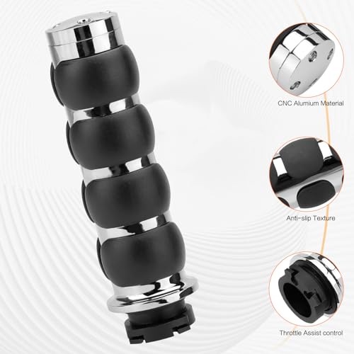 Motorcycle Hand Grips 1 Inch 25MM Handlebar Grip Throttle Non-Slip Universal Compatible with Harley Davidson Dyna Sportster 883 Road King Electra Glide Street Glide - color: Chrome-C
