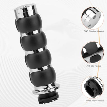 Motorcycle Hand Grips 1 Inch 25MM Handlebar Grip Throttle Non-Slip Universal Compatible with Harley Davidson Dyna Sportster 883 Road King Electra Glide Street Glide - color: Chrome-C