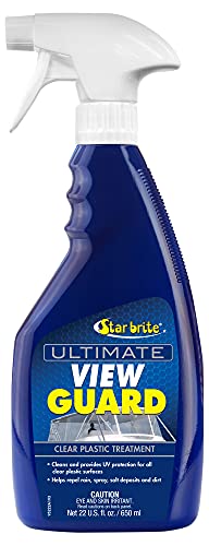 STAR BRITE View Guard Clear Plastic Treatment - Ideal for Strataglass, EZ2CY, Eisenglass - Enhances Wet Weather Visibility, Repels Water, Spray, Salt & Dirt - 22 OZ Spray (095222)