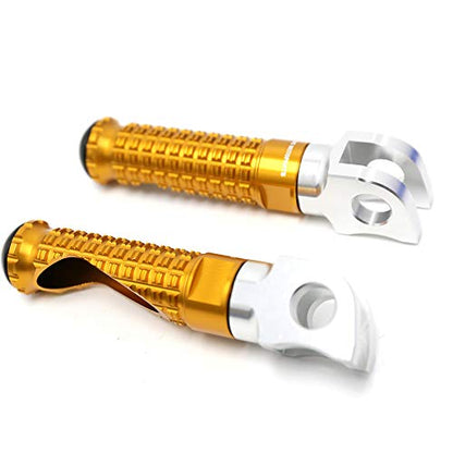 MC MOTOPARTS MPRO Gold CNC Rider Foot Pegs Compatible with YZF R1 00-21 YZF R6 03-19 YZF R1M 15-21 R1S 16-19 - color: Gold, size: No Extension