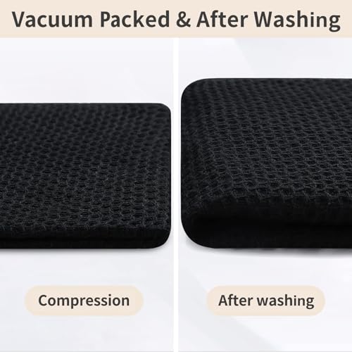 Homaxy 100% Cotton Kitchen Towels and Dishcloths Set, 12 x 12 Inches and 13 x 28 Inches, Set of 12 Bulk Kitchen Towels Set, Ultra Soft Absorbent Dish Cloths for Washing Dishes, Black - color: Black, style: 12-Piece Set