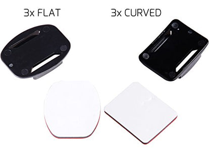 Adhesive Mounts - 3X Curved & 3X Flat Mounts with 3M Sticky Pads - for Your Helmet/Bike/Board/Car - Compatible with All GoPro Hero 13/12/11/10/9/8/7/6/5/4/3+/3/2/1 Models - 1 Year Warranty