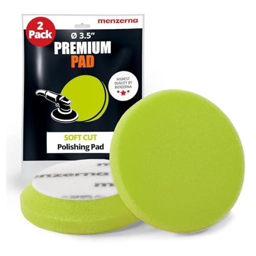menzerna 3.5 Inch 2X Premium Polishing Pads Finish I High Shine Finishing Buffer Pad I Body Repair Buffing & Polishing I with Safety Edge, Velcro Attachment I Washable & Long Lasting - style: Finish Cut Pad
