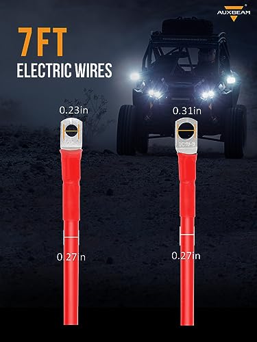 Auxbeam 7FT 7AWG Battery Cables with 0.23" and 0.31" Tinned Copper Ring Terminal Lugs Battery Wires for Switch BA80,GA80,RA80,RA60,AR-800,AR-820,AR-600,RA80 XL,RB80 XL,RA80 X2,AC-1200,RC-800 (RA84) - style: 7FT 7AWG Battery Cables