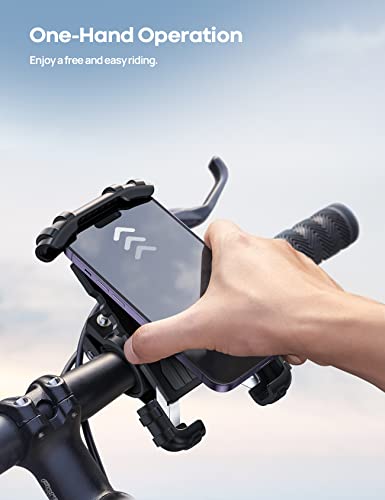 Lamicall Bike Phone Holder, Motorcycle Mount - Motorcycle Phone Holder, Handlebar Cell Phone Clamp, E-Bike Scooter Phone Clip for iPhone 17 Air Pro Max, 16 15 Plus, S20, 4.7 to 6.8" Smartphones - color: Black