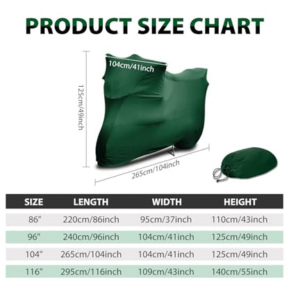 WinPower Indoor Motorcycle Cover, Soft Stretch Breathable Dustproof Scratch Protection Elastic Powersports Vehicle Covers, 104inches - size: 2XL(104 x 41 x 49 inches)