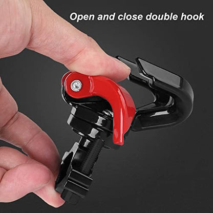Universal Motorcycle Hook, Motorcycle Helmet Luggage Bag Holder Double Hanger Hook Holder for Moped Scooters Bicycles (Black-red)