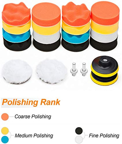 3 Inch Buffing and Polishing Pads Kit 11PCS Buffing Pads with Drill Adapter Foam Polisher Pad for Car Waxing - size: 3Inch-11PCS