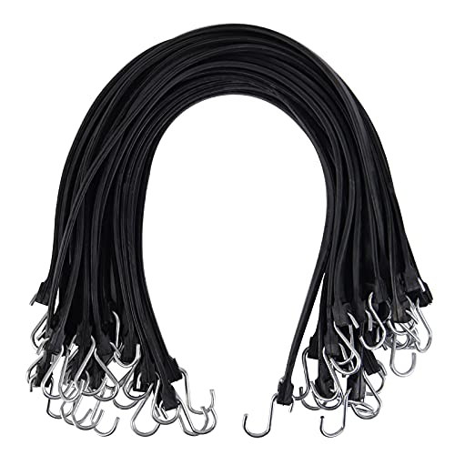 XSTRAP STANDARD 20 Pack 31'' Adjustable Natural Rubber Tarp Straps, EPDM Bungee Cords with Metal S Hooks, Ideal for Securing Tarps, Canvases, Motorcycle, and Cargo - size: 31''