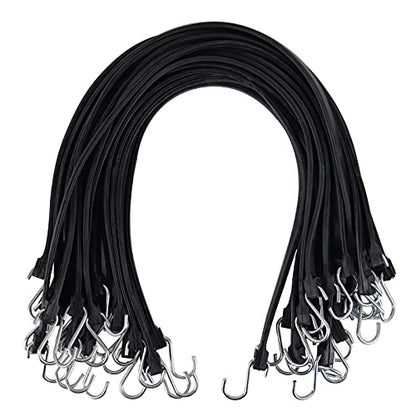 XSTRAP STANDARD 20 Pack 31'' Adjustable Natural Rubber Tarp Straps, EPDM Bungee Cords with Metal S Hooks, Ideal for Securing Tarps, Canvases, Motorcycle, and Cargo - size: 31''
