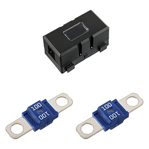 Midi Fuse Holder and 2 High Current Fuses for Cars, Trucks, Vehicles (100 Amp) - color: 100A