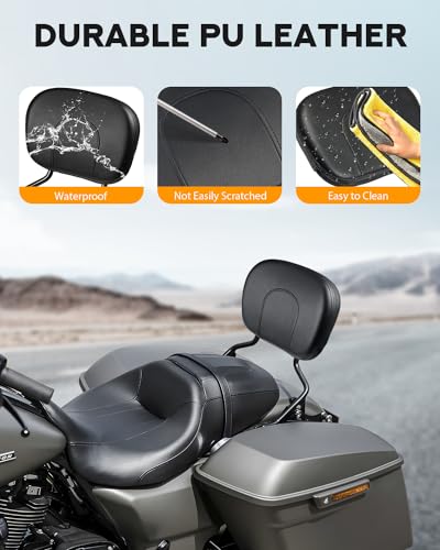 PBYMT Detachable Passenger Backrest, Quick Release 2-up Sissy Bar Fit for Harley Davidson Touring Street Glide Road Glide Road King Electra Glide 2009-2024, Gloss Black - color: Black