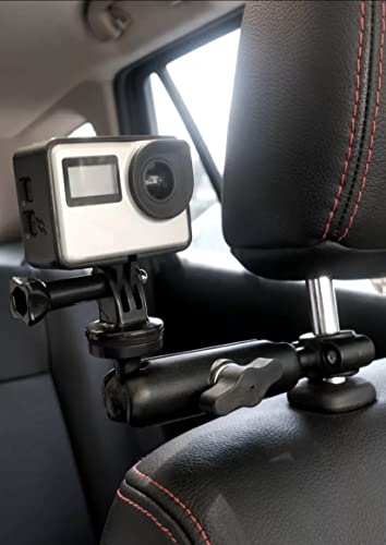360° Dash Cam Mount for Gopro Hero 9 8 7 6 5 4 Session, Motorcycle UTV ATV Rearview Mirror Stand, Sports Camera Bracket, Bicycle Action Camera Clamp Holder for SJCAM Canon DSLR Action Camera
