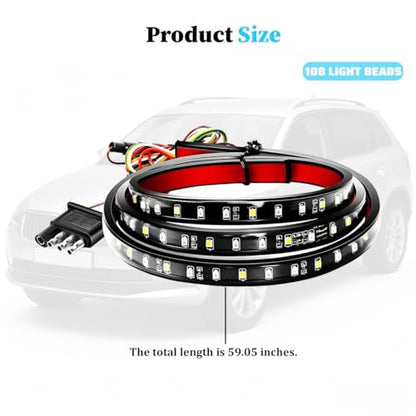 59" Truck Tailgate Light Strip, 108 LED 4 Function Vihicle Single Row Brake Running Turn Signal Light Rear Lighting Bar, Pickup Tail Strip Reverse Lamp, Universal for Trailer Truck Pickup - size: Single 1.5M