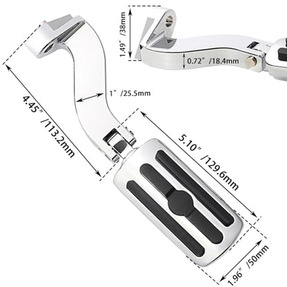 FOVPLUE Passenger Footpeg Kit, Chrome and Rubber Footrest + Passenger Pegs Mounting for Harley 1993-2025 Touring Road Glide FLT, Electra Glide FLHT, FLHS, Road King FLHR, Street Glide models, Chrome - color: For Chrome and Rubber